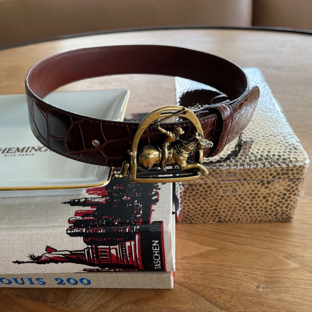 Ralph Lauren Genuine American Alligator Belt - Brown with Solid Brass Buckle